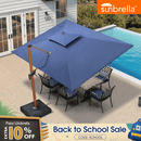 PURPLE LEAF SUNBRELLA Cantilever Umbrella Deluxe Wood Pattern Patio Umbrella