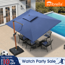 PURPLE LEAF SUNBRELLA Cantilever Umbrella Deluxe Wood Pattern Patio Umbrella
