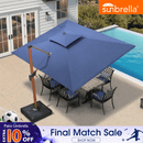PURPLE LEAF SUNBRELLA Cantilever Umbrella Deluxe Wood Pattern Patio Umbrella