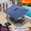 PURPLE LEAF SUNBRELLA Cantilever Umbrella Deluxe Wood Pattern Patio Umbrella