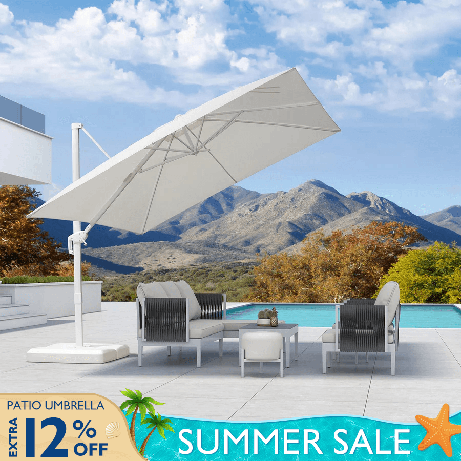 PURPLE LEAF Morden White Outdoor Umbrella Premium Cantilever Umbrellas PURPLE LEAF Morden White Outdoor Umbrella Premium Cantilever Umbrellas