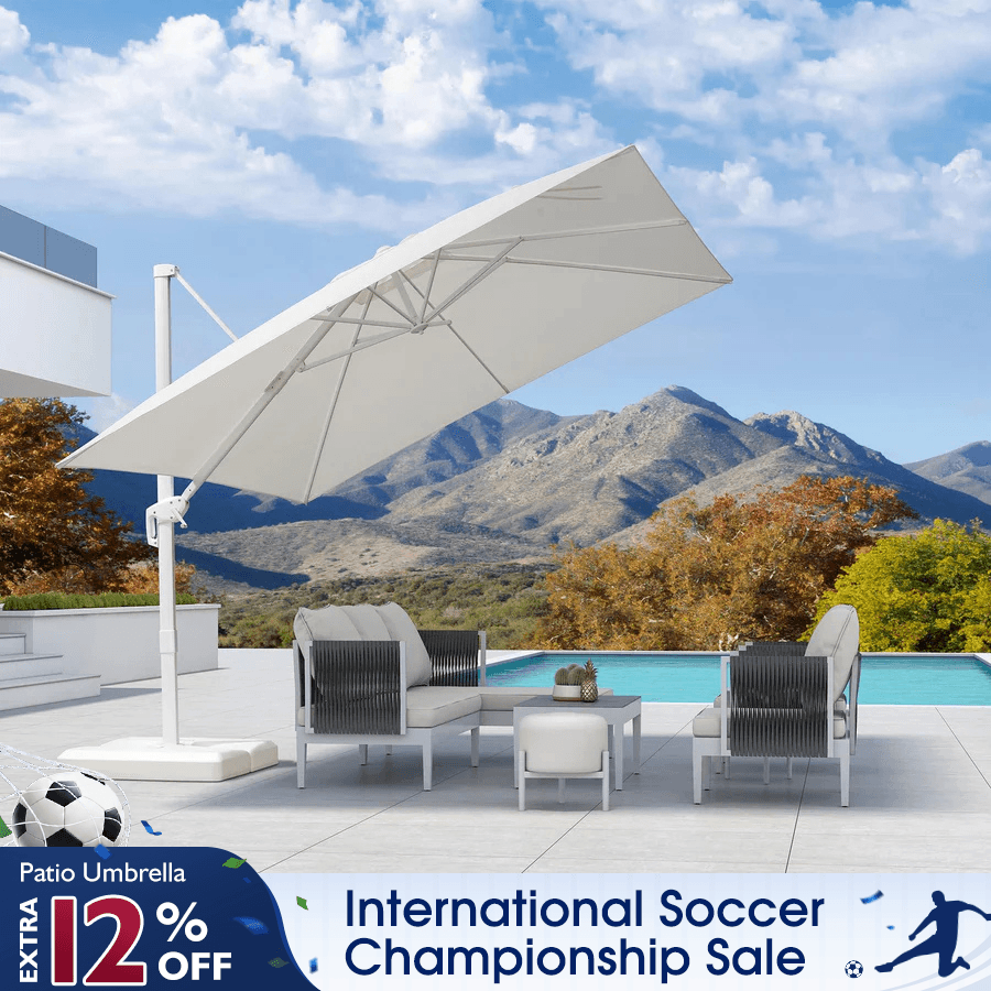 PURPLE LEAF Morden White Outdoor Umbrella Premium Cantilever Umbrellas