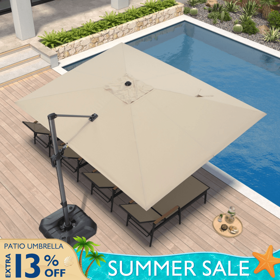 11.5 ft patio umbrella PURPLE LEAF Outdoor 11 Feet Round for Pool Beige Cool off your summer days with this large cantilever umbrella set Galtech 587TK 11' Crank Teak