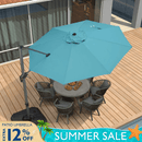 PURPLE LEAF Durable Patio Outdoor Umbrella Aluminum Round Cantilever Sun Yard Umbrellas For Pool, Deck
