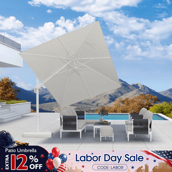 1 patio umbrella Modern White Outdoor Tilt duty water/sand umbrella base Size:2.4