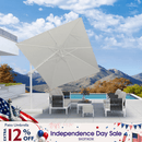 PURPLE LEAF White Outdoor Umbrella Left-Right Tilting Patio Cantilever Umbrella