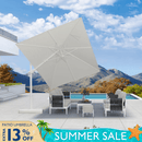 PURPLE LEAF White Outdoor Umbrella Left-Right Tilting Patio Cantilever Umbrella