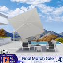 PURPLE LEAF White Outdoor Umbrella Left-Right Tilting Patio Cantilever Umbrella