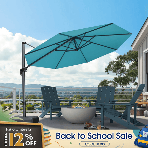 PURPLE LEAF 10ft Durable Outdoor Patio Umbrella, UV Umbrella, Navy Blue, Garden Sun Umbrella