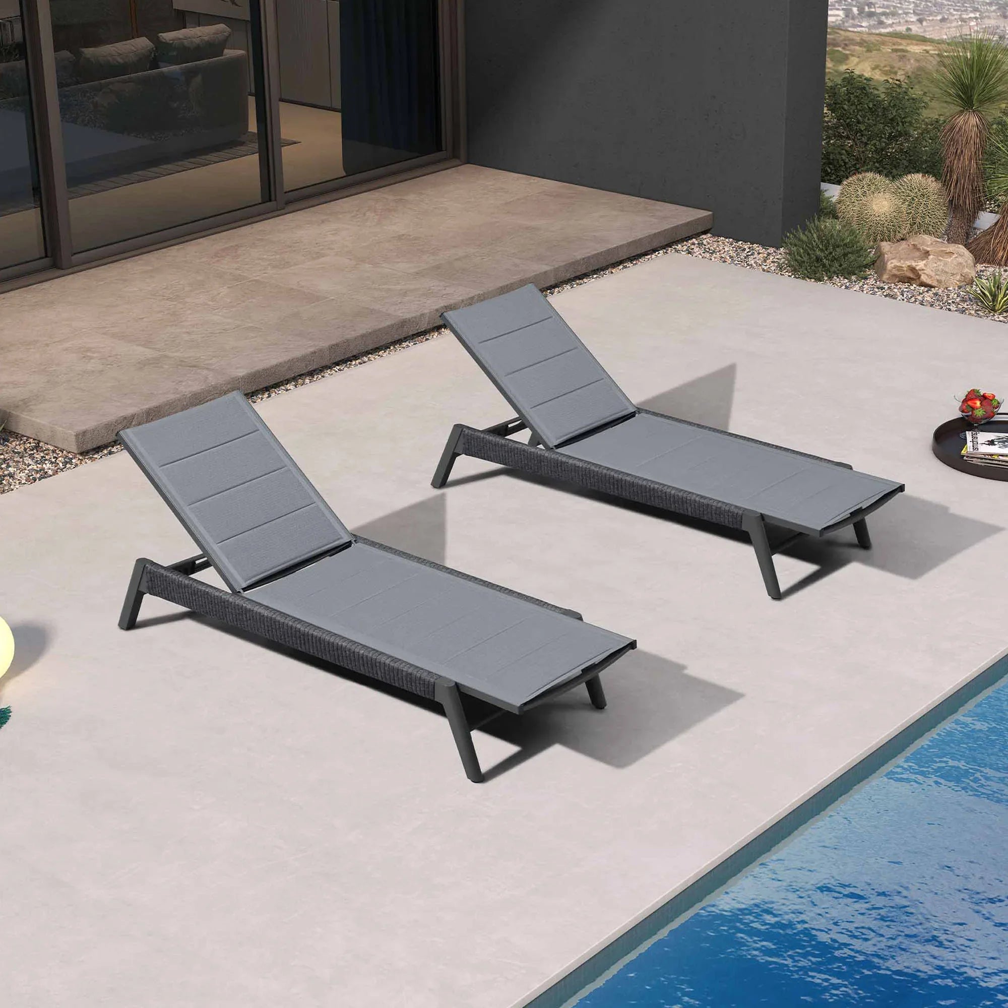 Aluminum Chaise Lounge | Textilene Adjustable Recliner