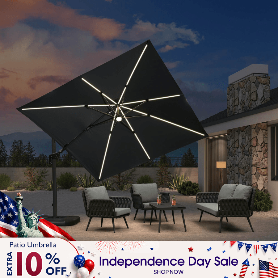 11 ft patio umbrella with base CLOUDFLY 11 ft. x 11 ft. Patio Umbrella with Solar LED 360 Rotatable Aluminum Cantilever Umbrella and 240 lbs. HDPE Base in Red