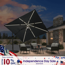 PURPLE LEAF 10ft Cantilever Patio Umbrella with LED Lights, 360° Swivel and Tilt