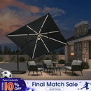 PURPLE LEAF 10ft Cantilever Patio Umbrella with LED Lights, 360° Swivel and Tilt