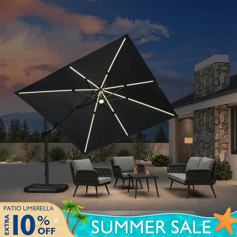 Cantilever Umbrella with Solar LED Lights