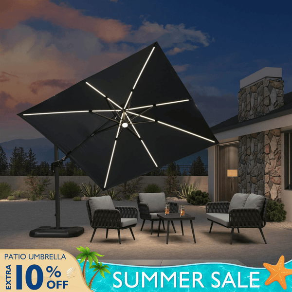 Cantilever Umbrella with Solar LED Lights