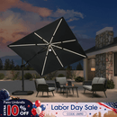 PURPLE LEAF 10ft Cantilever Patio Umbrella with LED Lights, 360° Swivel and Tilt
