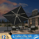 PURPLE LEAF 10ft Cantilever Patio Umbrella with LED Lights, 360° Swivel and Tilt