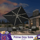 PURPLE LEAF 10ft Cantilever Patio Umbrella with LED Lights, 360° Swivel and Tilt