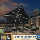PURPLE LEAF 10ft Cantilever Patio Umbrella with LED Lights, 360° Swivel and Tilt