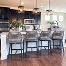 PURPLE LEAF Outdoor Bar Stools Set of 2,  Wicker Rattan Bar Stools with Back Aluminum Outside Garden Patio Bar Chairs