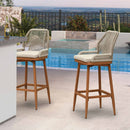 PURPLE LEAF Outdoor Swivel Counter Height Bar Stools Set of 2 Patio 360° Rotating All-Weather Wicker Stools with Back and Cushion for Outside Backyard Kitchen Bistro Garden Bar