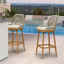 PURPLE LEAF Outdoor Swivel Counter Height Bar Stools Set of 2 Patio 360° Rotating All-Weather Wicker Stools with Back and Cushion for Outside Backyard Kitchen Bistro Garden Bar