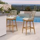 PURPLE LEAF Outdoor Swivel Counter Height Bar Stools Set of 2 Patio 360° Rotating All-Weather Wicker Stools with Back and Cushion for Outside Backyard Kitchen Bistro Garden Bar