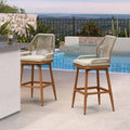 PURPLE LEAF Outdoor Swivel Counter Height Bar Stools Set of 2 Patio 360° Rotating All-Weather Wicker Stools with Back and Cushion for Outside Backyard Kitchen Bistro Garden Bar
