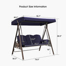 PURPLE LEAF 3-Seat Deluxe Outdoor Swing Patio Swing with Weather Resistant Steel Frame, Adjustable Tilt Canopy