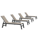 PURPLE LEAF Patio Chaise Lounge Textilene Pool with Wheels Sunbathing Chair for Outdoor, Beach, Yard, Side Table Included