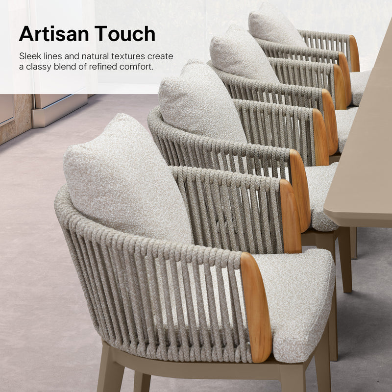 PURPLE LEAF Outdoor Dining Set for Family, Aluminum Outdoor Patio Table and Chairs Set with Olefin Cushions, Patio Furniture Set for Garden or Deck, Beige