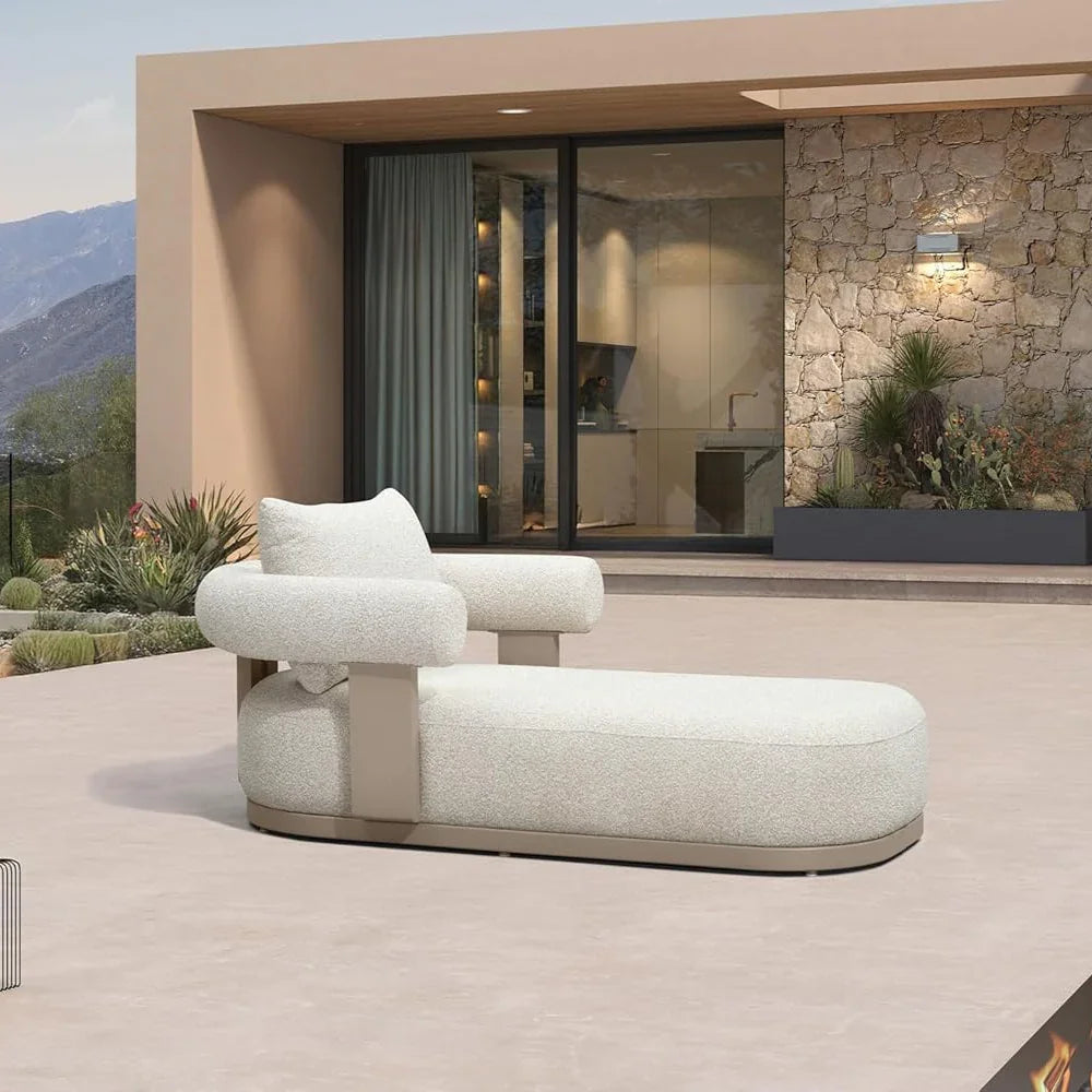 Outdoor Aluminum Chaise Lounge | Olefin Lumbar Pillow