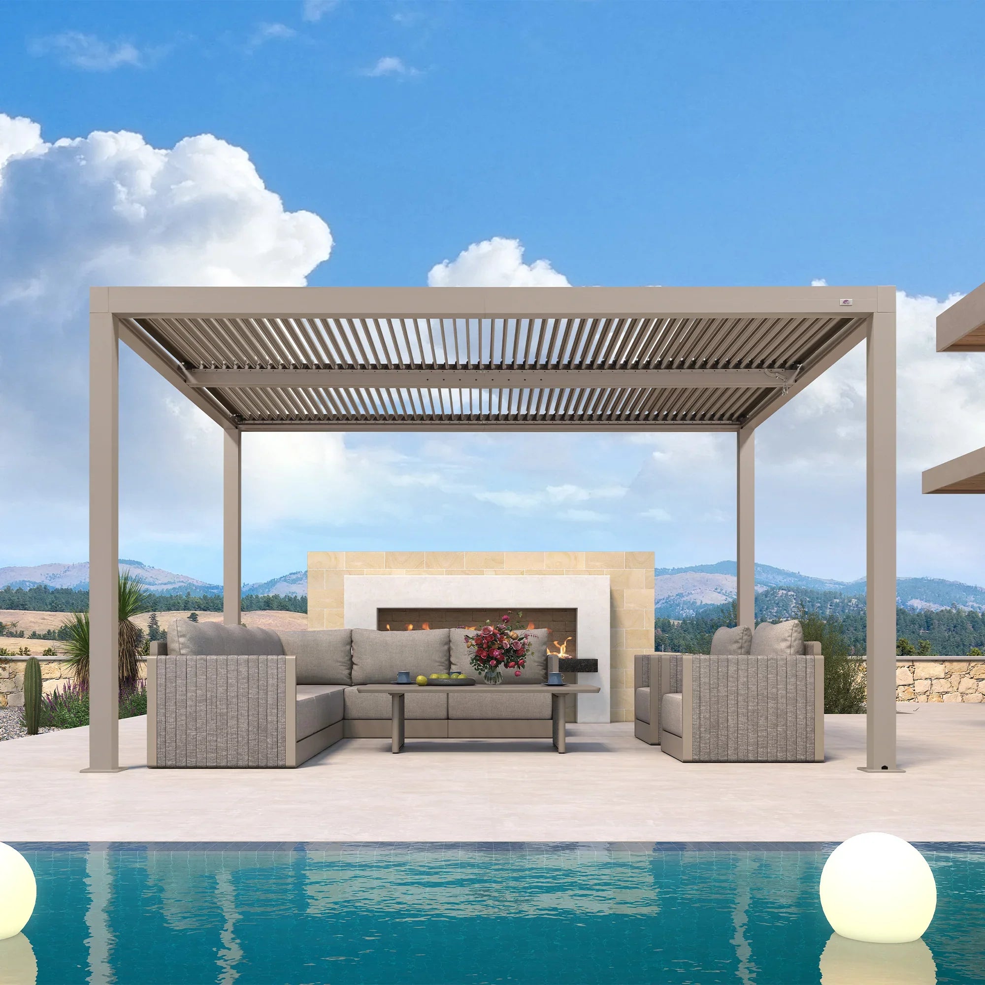 Adjustable Pergola with Louvered Roof | Modern White Design