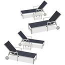 PURPLE LEAF Outdoor Chaise Lounge Set Adjustable Sunbathing Recliner with Side Table for Beach Poolside Patio Outside Aluminum Chaise Lounger