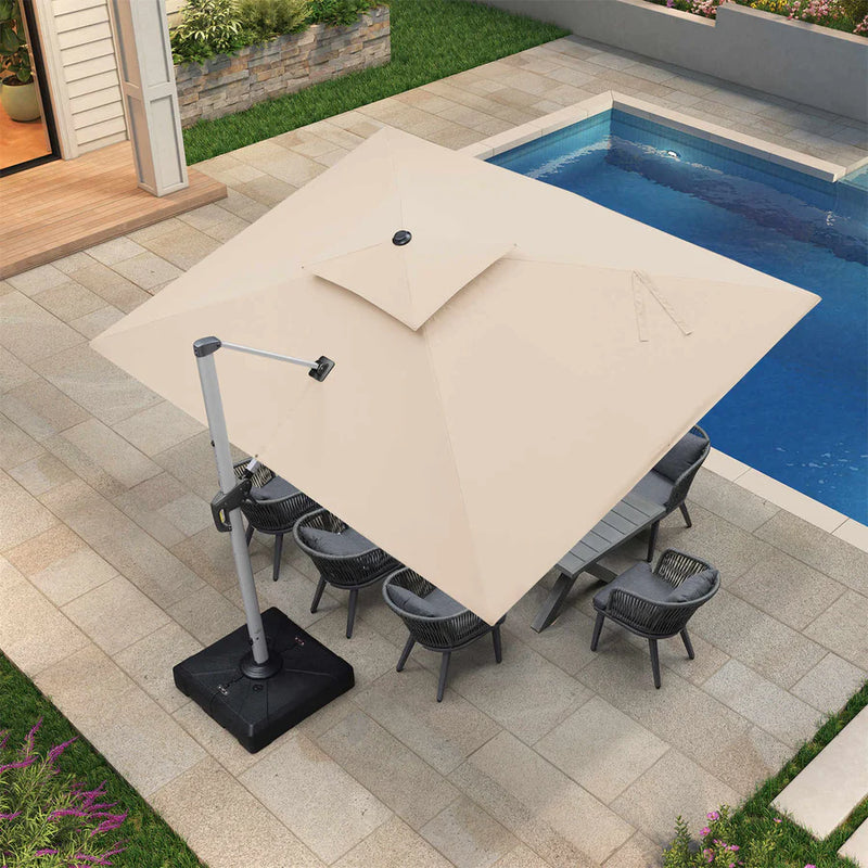 PURPLE LEAF Rectangular Large Outdoor Cantilever Umbrella With Base for Garden, Pool