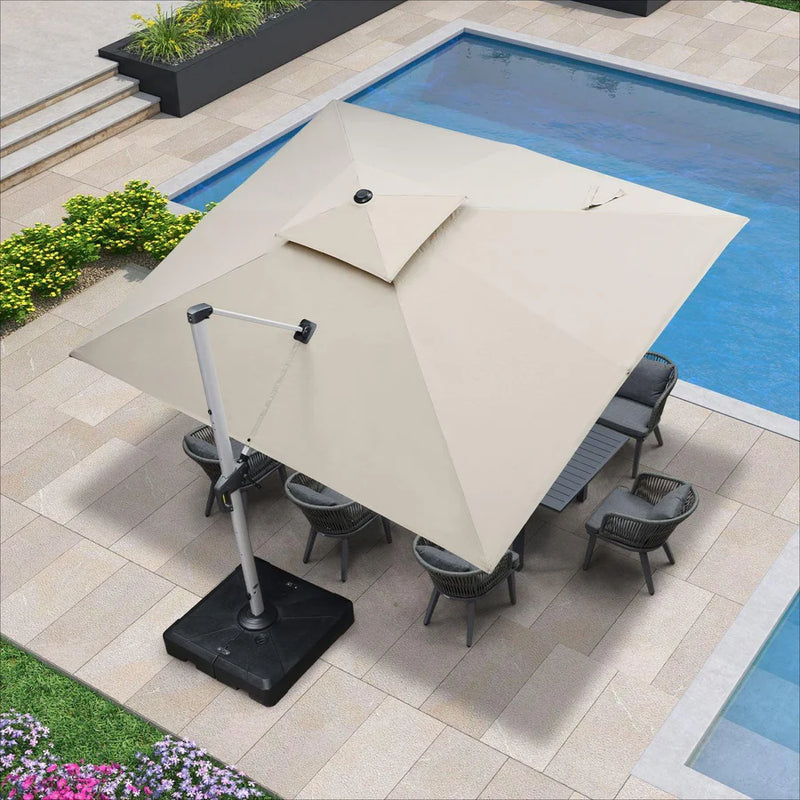 PURPLE LEAF Rectangular Large Outdoor Cantilever Umbrella With Base for Garden, Pool