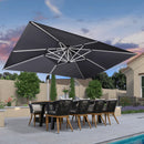 PURPLE LEAF Rectangular Large Outdoor Cantilever Umbrella With Base for Garden, Pool