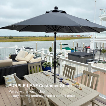 PURPLE LEAF Round Tiltable Porch Table Umbrella Poolside