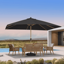 PURPLE LEAF Patio Market Umbrella Aluminum Outdoor Table Umbrella with Wood Color
