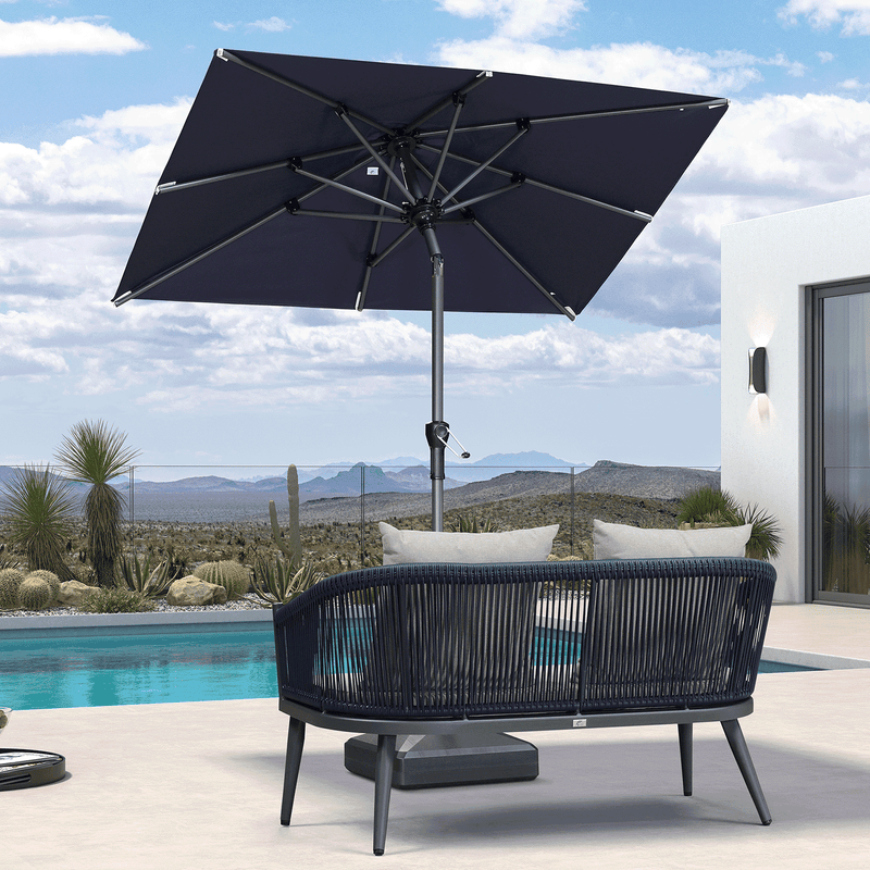 PURPLE LEAF Crank and Tilt Table Umbrella Outdoor Patio Market Umbrella with Visible Hand Crank System