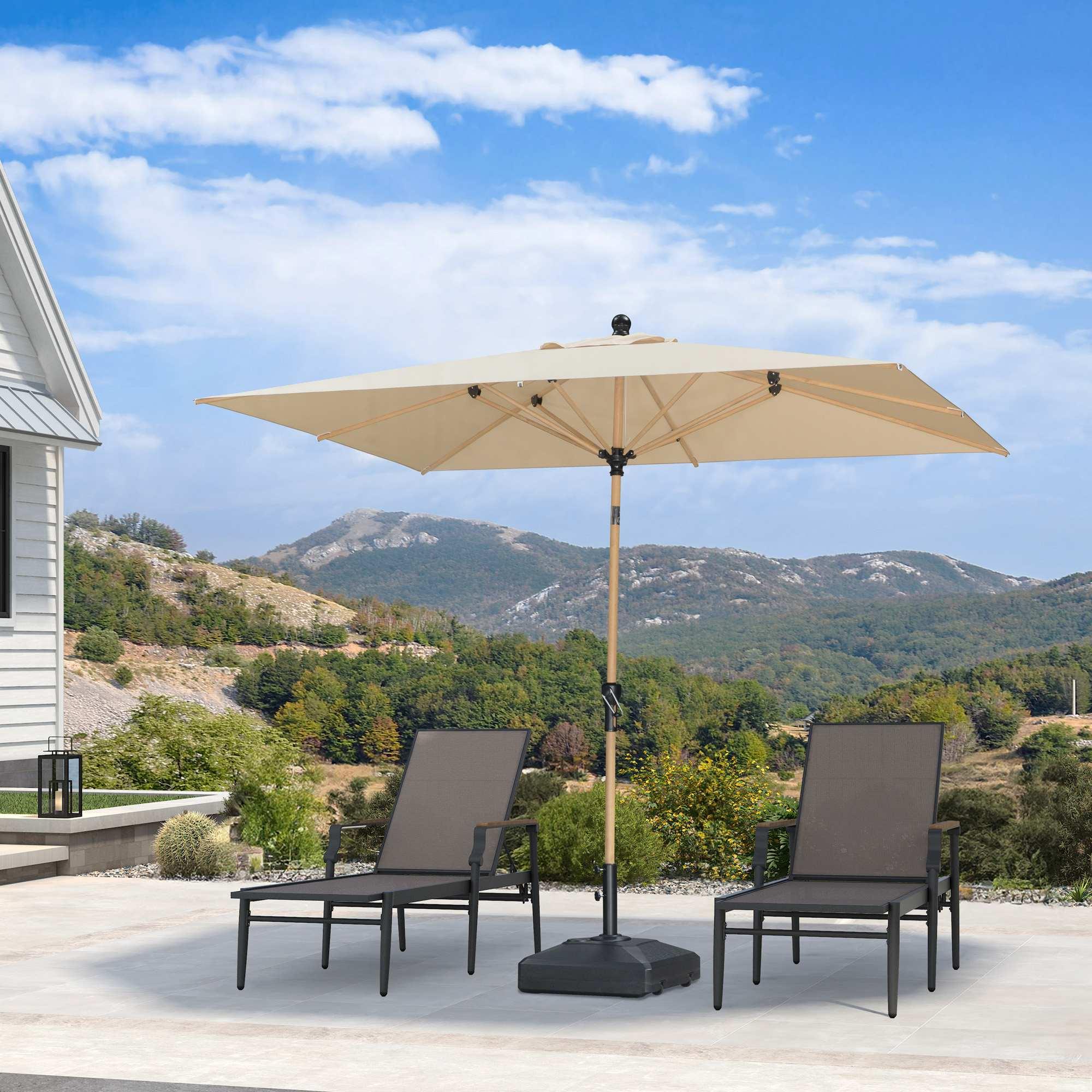 Market Parasol | Wood Color, Sturdy, Tilting Function