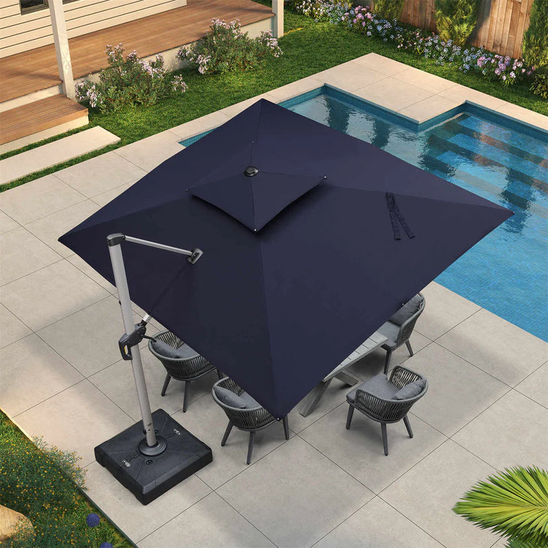 PURPLE LEAF Rectangular Large Outdoor Cantilever Umbrella With Base for Garden, Pool