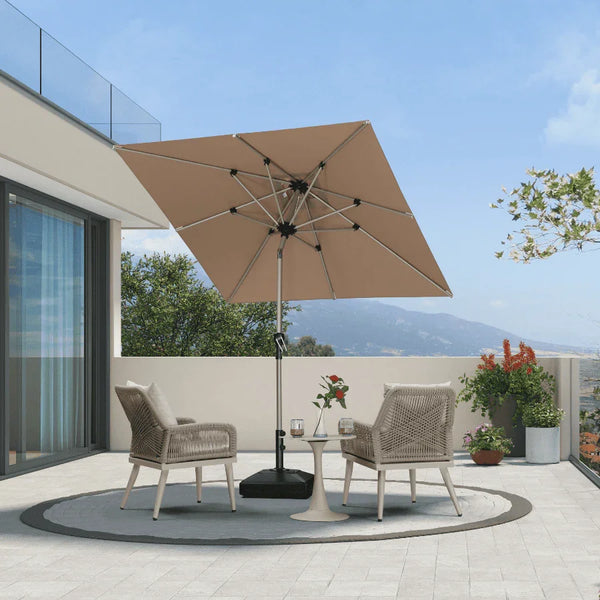 13 foot market patio umbrella outdoor furniture aluminum beige PURPLE LEAF 6.5x6.5ft Tiltable Patio Umbrella with Crank Outdoor Garden Umbrella, Taupe