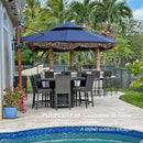 PURPLE LEAF Outdoor Garden Umbrella with Base, Cantilever Umbrellas in Wood Color