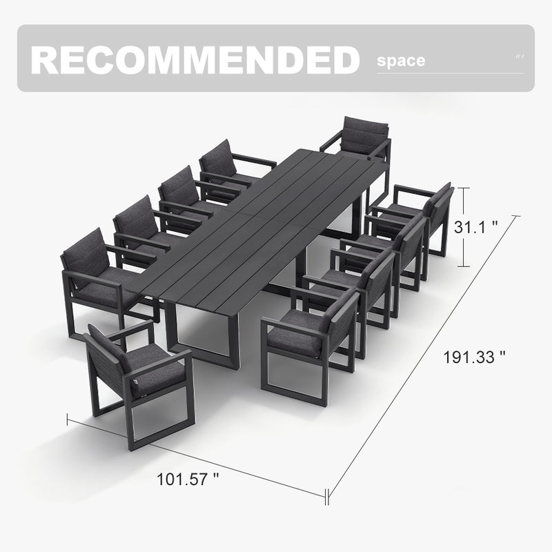 PURPLE LEAF Caesar Outdoor Dining Set Aluminum Luxury Patio Furniture Table and Chairs Set with Olifen Removable Thick Cushion and Pillow Patio Dining Sets for Garden Deck
