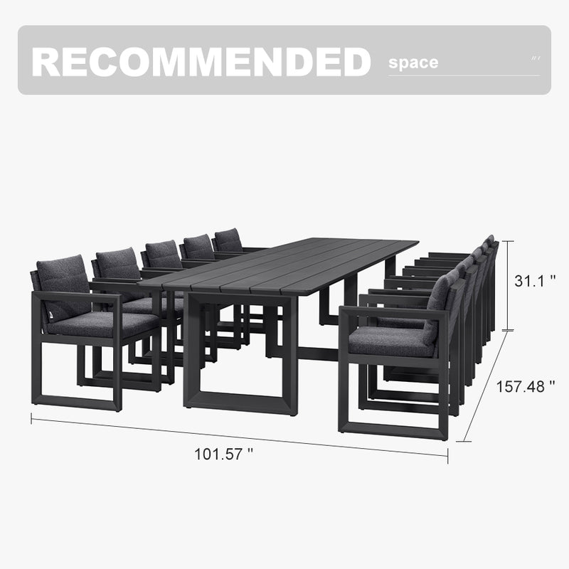 PURPLE LEAF Caesar Outdoor Dining Set Aluminum Luxury Patio Furniture Table and Chairs Set with Olifen Removable Thick Cushion and Pillow Patio Dining Sets for Garden Deck