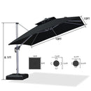 PURPLE LEAF Large Square Patio Cantilever Umbrella With Base for Garden Pool Porch