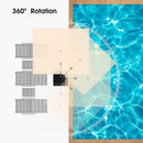 PURPLE LEAF 10x13ft cantilever umbrella: diagram shows 360° rotation feature for garden furniture.
