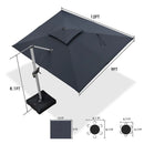 PURPLE LEAF Rectangular Large Outdoor Cantilever Umbrella With Base for Garden, Pool