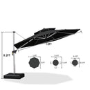 PURPLE LEAF Large Round Patio Cantilever Umbrella With Base for Deck, Pool, Backyard